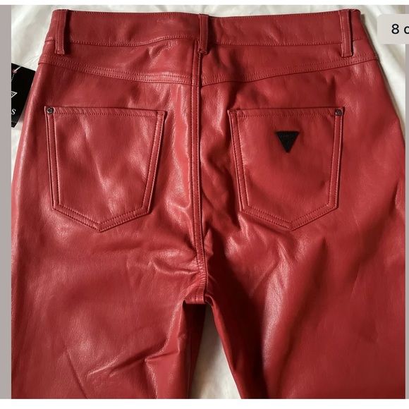New Guess Sandra 1981 Faux Leather High Waist Red Skinny 8 - Picture 8 of 8